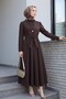 Cupra dress with elastic waist and tie detail - coffee