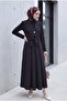 Cupra dress with elastic waist and tie detail - black