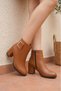 Women's Athens Tan Skin Buckle Detailed Heeled Short Boots - 3