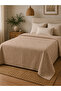 Checkerboard Pattern Cotton Double Duvet Cover and Bedspread - Light Brown