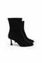 Women's Heeled Boots Genuine Black Suede Leather - 5