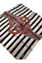 Cream Black Line Pattern Tivil Silk Scarf 8804713 - 931 - 2