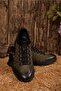 Black Nubuck Leather Casual Daily Shoes Model That Offers Durability and Elegance Together. Smart Laced - 4