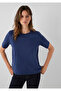 Navy Blue Basic Interlock T-Shirt Loose Fit / Comfortable Loose Cut 1613820-70487