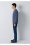 Crew Neck Navy Blue Basic Sweatshirt 0S10457-80776 - 4