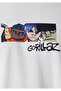 تي شيرت أبيض مطبوع من Gorillaz مقاس كبير / واسع 0620172-70057 - 7