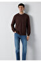 Crew Neck Brown Basic Sweatshirt 0S10457-88062
