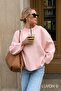 Pink Crew Neck Oversize Women's Knitwear Sweater