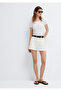 Linen Blend Ecru Shorts 1410258-70057 - 2