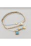 3-Piece Bracelet Set with Gold Thread, Blue Thread, Ecru Thread, Evil Eye Beads, Crab and Mussel Figures, Adjustable - 2