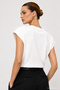 Women's Ecru Accessory Detailed Cotton Modal Crew Neck Short Sleeve Blouse - 4