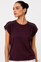 Women's Plum Accessory Detailed Cotton Modal Crew Neck Short Sleeve Blouse