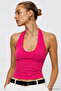 Women's Pink Halter Neck Bodycon Blouse - 3