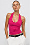 Women's Pink Halter Neck Bodycon Blouse