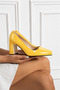 Yellow Patent Leather Thick Heeled Women's Stiletto Shoes Pointed Toe Stylish Evening Dress Heels 9cm Heel - 3