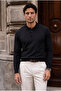 Portofino Premium Buttoned Polo Collar Slim Men's Knitwear Sweater - Black - 7