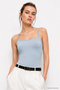 Women's Gray Slim Fit Crew Neck Strappy Crop Tank Top