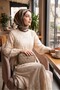 Elastic Sleeves, Belted, Scalloped Lined Linen Look Suit - Beige - 5