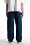 Navy Blue Waffle Fabric Baggy Men's Sweatpants - 5