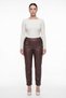 Women's Brown Seasonal Faux Leather High Waist Trousers with Stone Detail and Accessories