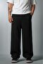 Black Raw Wide Leg Men's Sweatpants with Stopper Summer Sweatpants