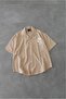 Beige Palm Oversize Linen Men's Shirt - 4