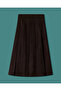 Suede Look Pleated Flared Midi Skirt - 5