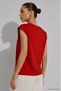 Women's Red Cotton Double Sleeve Detailed Crew Neck T-Shirt - 5