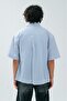 Blue Striped Cotton Oversize Men's Shirt - 4
