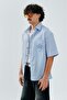 Blue Striped Cotton Oversize Men's Shirt - 2