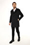 Cashmere Hooded Over-The-Knee Coat-Anthracite