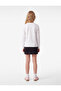 Bowknot Embroidered Cotton Crew Neck Long Sleeve T-Shirt - 3