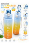 Motivational Water Bottle 1100 ml with Time Schedule, Leak-Proof, Lockable Carrying Strap, Sports Bottle