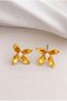 Minimal Flower Gold Color Women's Earrings with Pearl Detail