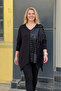 Houndstooth Patterned Faux Leather Detailed Blouse