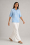 Baby Blue Chain Sleeve Folded Linen Shirt - 3