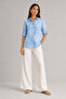 Baby Blue Chain Sleeve Folded Linen Shirt - 2