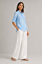 Baby Blue Chain Sleeve Folded Linen Shirt - 6