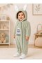 Sweet Rabbit Embroidered Welsoft Plush Hooded Zippered Winter Unisex Baby Romper - 2