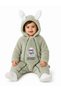 Sweet Rabbit Embroidered Welsoft Plush Hooded Zippered Winter Unisex Baby Romper - 3