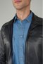 Navy Blue Regular Fit Leather Real Coat - 6