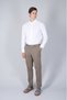 White Regular Fit Cotton Pocketless Long Pasha Collar Knitted Shirt - 5