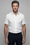 White Regular Fit Cotton Linen Natural Shirt with Pockets