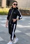 Girl's Scuba Potential Thick Striped Hooded Diving Fabric Tracksuit Set Esf7025 - 5
