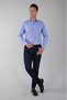 Blue Regular Fit Cotton Italian Collar Long Shirt - 5