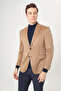 Camel Modern Fit Cashmere Buttoned Mono Collar Double Slit Jacket - 3