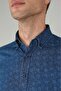 Navy Blue Modern Fit Cotton Denim Patterned Long Sleeve Shirt - 3