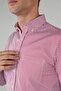 Men's Long Sleeve Burgundy Striped Cotton Shirt - 3