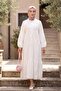 Dress with Partial Button Detail -White - 5