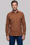 Mustard Modern Fit Cotton Pocketed Pasha Collar Double Flannel Shirt
